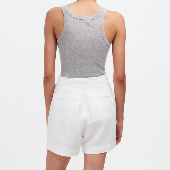 Madewell NWT Clean Button-Tab Shorts in 100% Linen Women’s Size 10 Eyelet White - Picture 3 of 8